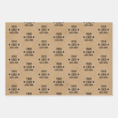 簡単カスタムロゴパタフェイクーン素朴ブラウンクラフト ラッピングペーパーシート (正面3)