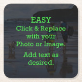 簡単クリックとイメージを置き換えて独自のイメージを作成 スクエアペーパーコースター (正面)