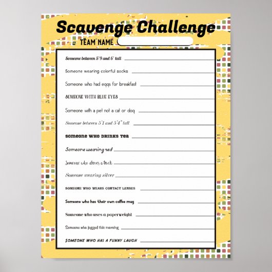 簡単スカベンジャー狩りオフィスアイスブレーカーゲーム ポスター (正面)