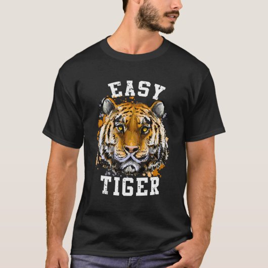 簡単タイガー顔アニマルプリントことわざ Tシャツ (正面)