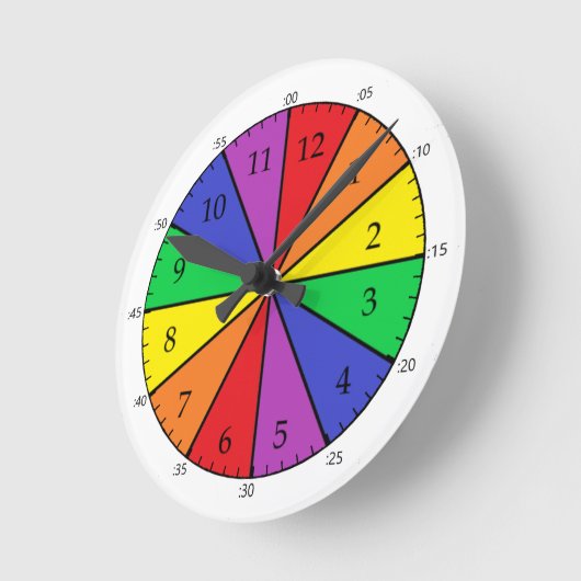 簡単タイムクロック(分マーカー付き) ラウンド壁時計 (傾斜)