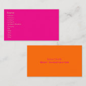 簡単テンプレート、淡いホットピンク+ミカンオレンジ 名刺 (正面/裏面)