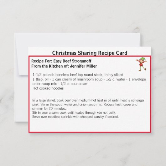 簡単ビーフストロガノフレシピ共有クリスマスカード (裏面)