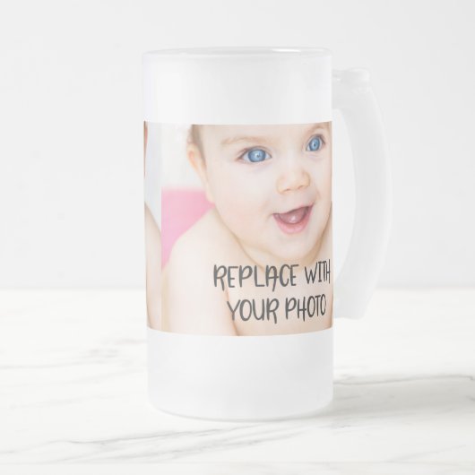 簡単ユニークデザインの一つパーソナライズされた フロストグラスビールジョッキ (正面右)