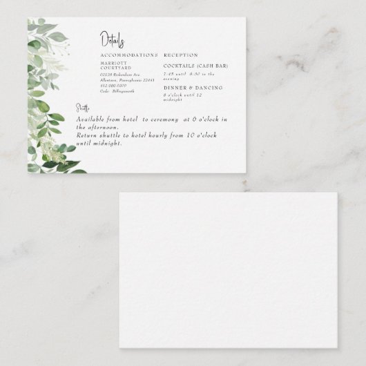 簡単ユーカリ葉の現金バー&シャトルバス エンクロージャーカード (正面/裏面)