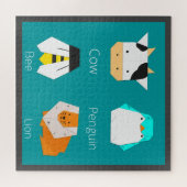 簡単ラブリースケッチ紙クラフトアニマルズブルー ジグソーパズル (横)