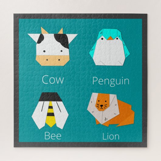 簡単ラブリースケッチ紙クラフトアニマルズブルー ジグソーパズル (縦)