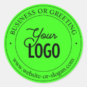 簡単ロゴの交換およびカスタム文字 |ネオングリーン ラウンドシール (正面)