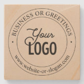 簡単ロゴの交換とカスタマイズ可能な文字 |アーモンド ストーンコースター (正面)