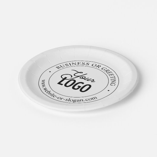 簡単ロゴの交換とカスタマイズ可能な文字 |白 ペーパープレート (アングル)