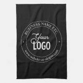 簡単ロゴの交換とカスタマイズ可能な文字 |黒 キッチンタオル (縦)