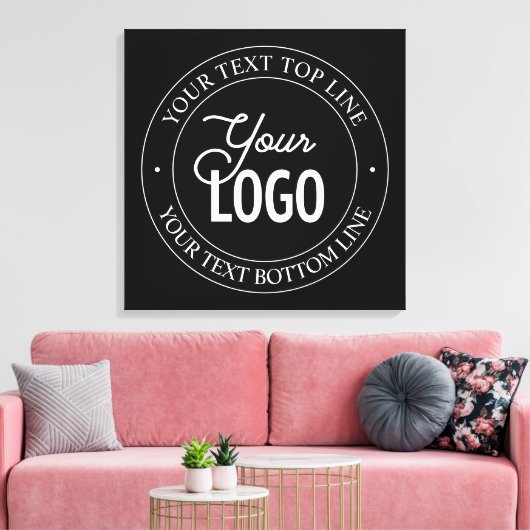 簡単ロゴの交換とカスタマイズ可能な文字 |黒 キャンバスプリント (インサイチュ (リビング))