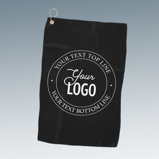 簡単ロゴの交換とカスタマイズ可能な文字 |黒 ゴルフタオル