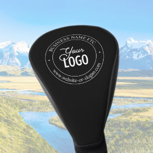 簡単ロゴの交換とカスタマイズ可能な文字  黒 ゴルフヘッドカバー