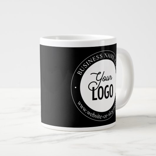 簡単ロゴの交換とカスタマイズ可能な文字 |黒 ジャンボコーヒーマグカップ (正面右)