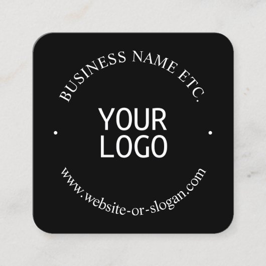 簡単ロゴの交換とカスタマイズ可能な文字 |黒 スクエア名刺 (正面)
