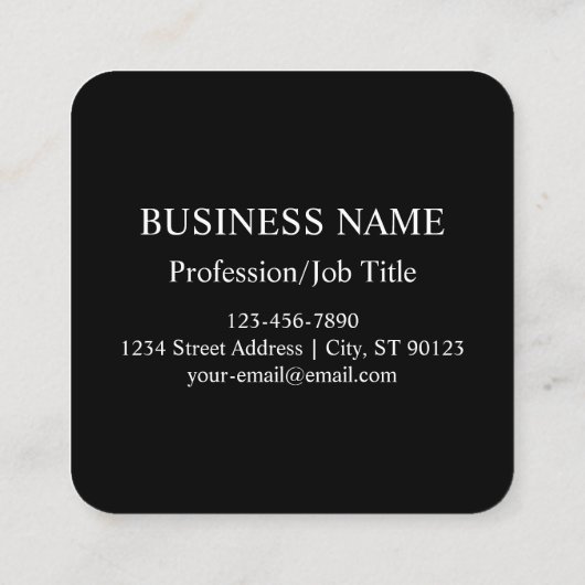 簡単ロゴの交換とカスタマイズ可能な文字 |黒 スクエア名刺 (裏面)