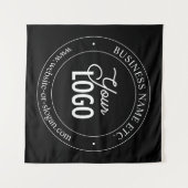 簡単ロゴの交換とカスタマイズ可能な文字 |黒 タペストリー (正面(横))