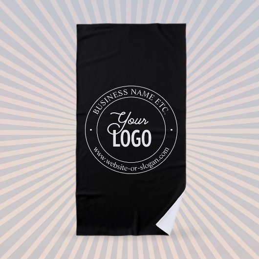 簡単ロゴの交換とカスタマイズ可能な文字 |黒 ビーチタオル