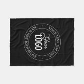 簡単ロゴの交換とカスタマイズ可能な文字 |黒 フリースブランケット (正面(横))
