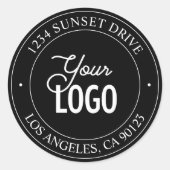 簡単ロゴの交換とカスタマイズ可能な文字 |黒 ラウンドシール (正面)