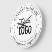 簡単ロゴの交換とカスタマイズ可能な文字 |黒 ラージ壁時計 (傾斜)