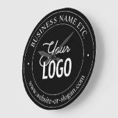 簡単ロゴの交換とカスタマイズ可能な文字 |黒 ラージ壁時計 (傾斜)