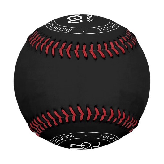 簡単ロゴの交換とカスタマイズ可能な文字 |黒 野球ボール (裏面)