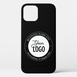 簡単ロゴの交換とカスタマイズ可能な文字 黒 iPhone 12ケース