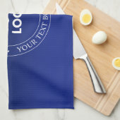 簡単ロゴの交換と文字 |濃い青のグラデーション キッチンタオル (四つ折り)