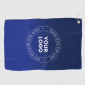 簡単ロゴの交換と文字 |濃い青のグラデーション ゴルフタオル (横)