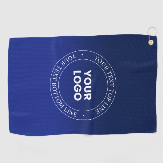 簡単ロゴの交換と文字 |濃い青のグラデーション ゴルフタオル (横)