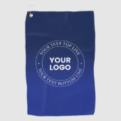 簡単ロゴの交換と文字 |濃い青のグラデーション ゴルフタオル (正面)