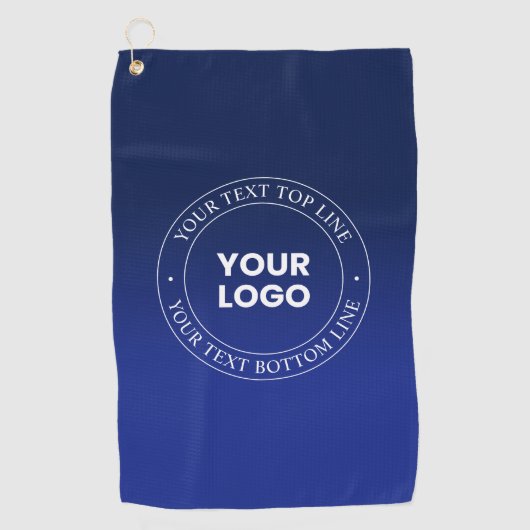簡単ロゴの交換と文字 |濃い青のグラデーション ゴルフタオル (正面)