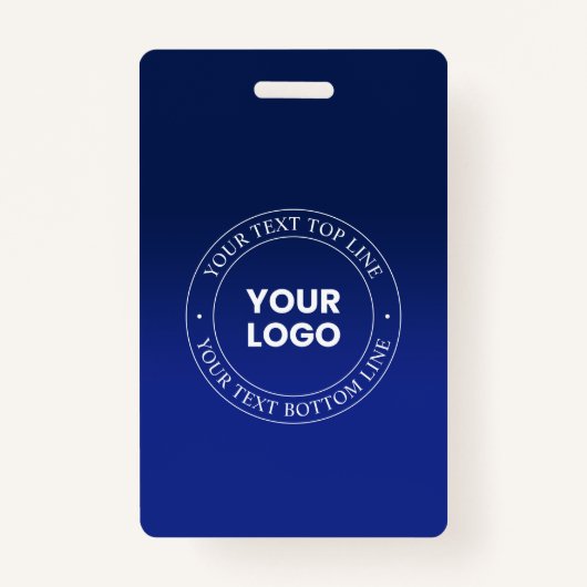 簡単ロゴの交換と文字 |濃い青のグラデーション バッジ (正面)