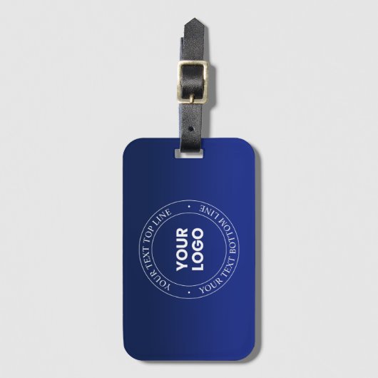 簡単ロゴの交換と文字 |濃い青のグラデーション ラゲッジタグ (正面縦)
