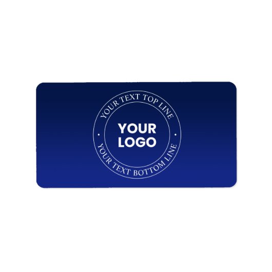 簡単ロゴの交換と文字 |濃い青のグラデーション ラベル (正面)