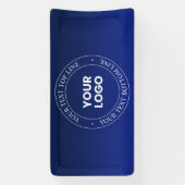 簡単ロゴの交換と文字 |濃い青のグラデーション 横断幕 (縦)