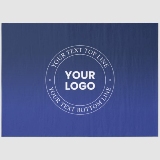 簡単ロゴの交換と文字 |濃い青のグラデーション 薄葉紙 (正面)