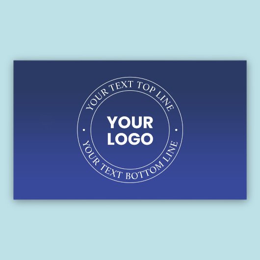 簡単ロゴの交換と文字 |濃い青のグラデーション 長方形シール