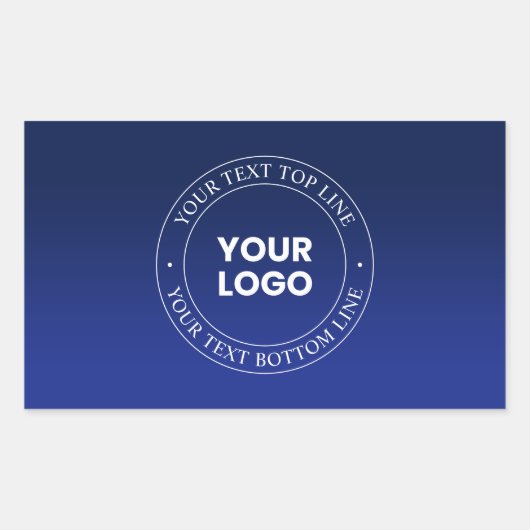 簡単ロゴの交換と文字 |濃い青のグラデーション 長方形シール (正面)