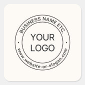 簡単ロゴの交換と編集可能文字 |オフ白 スクエアシール (正面)