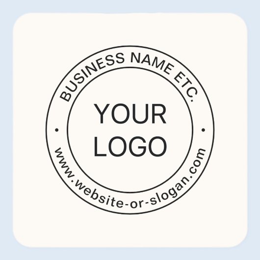 簡単ロゴの交換と編集可能文字 |オフ白 スクエアシール