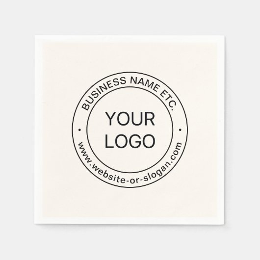 簡単ロゴの交換と編集可能文字 |オフ白 スタンダードカクテルナプキン (正面)