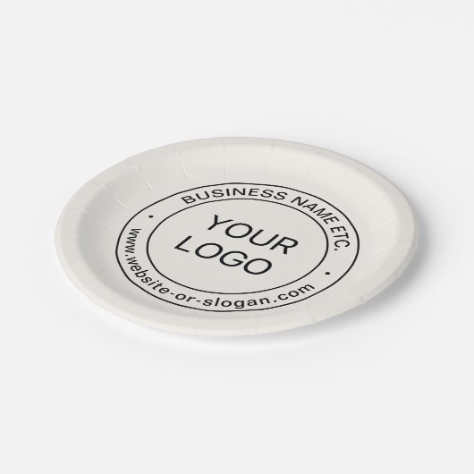 簡単ロゴの交換と編集可能文字 |オフ白 ペーパープレート (アングル)