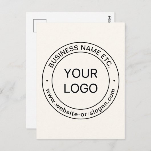 簡単ロゴの交換と編集可能文字 |オフ白 ポストカード (正面/裏面)