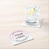 簡単ロゴの置換と編集可能文字ピンクグラデーション スクエアペーパーコースター (インサイチュ)