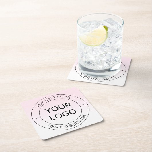 簡単ロゴの置換と編集可能文字ピンクグラデーション スクエアペーパーコースター (インサイチュ)