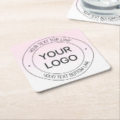 簡単ロゴの置換と編集可能文字ピンクグラデーション スクエアペーパーコースター (アングル)