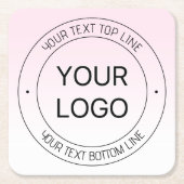 簡単ロゴの置換と編集可能文字ピンクグラデーション スクエアペーパーコースター (正面)